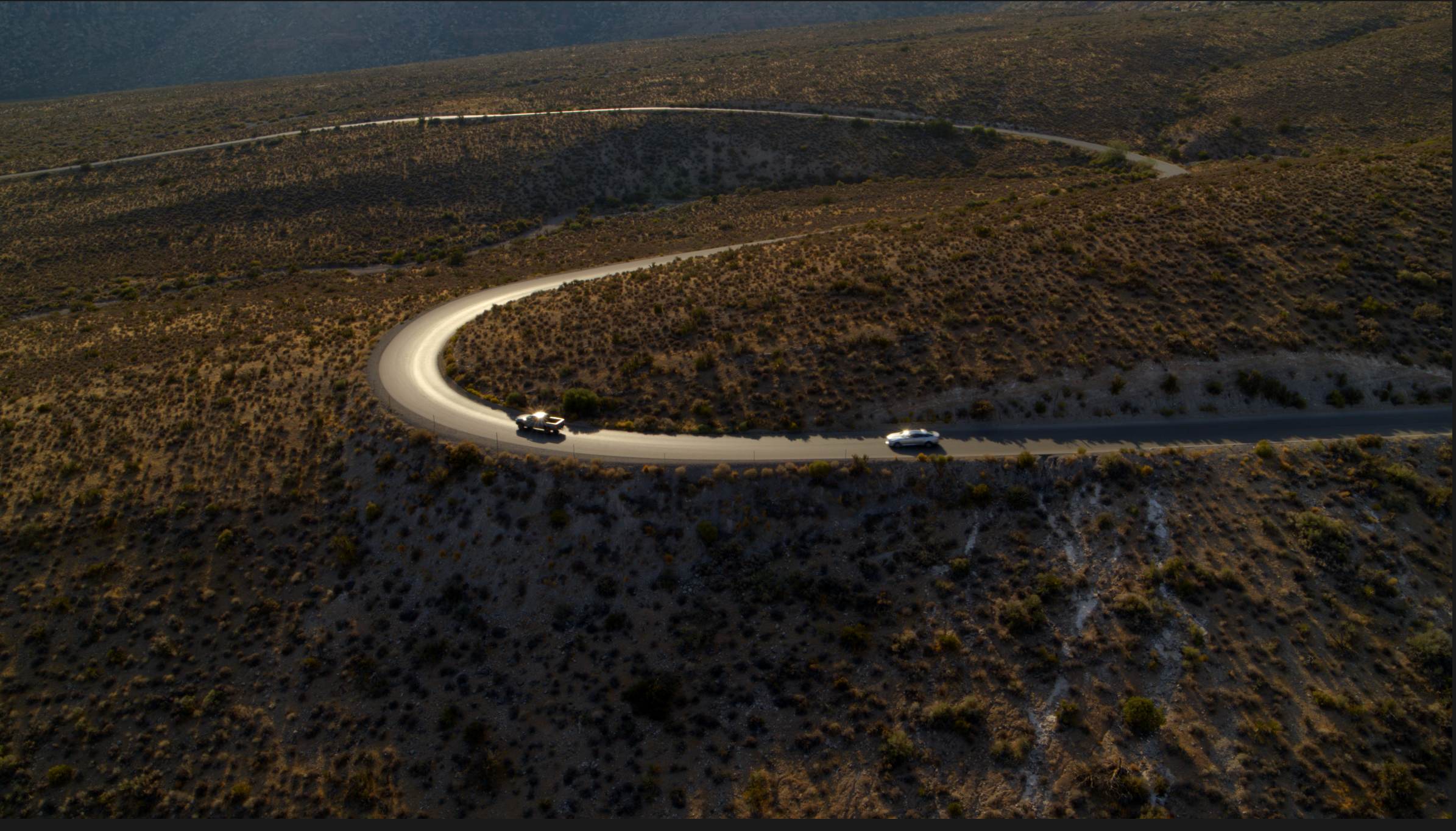Desert road aerial view