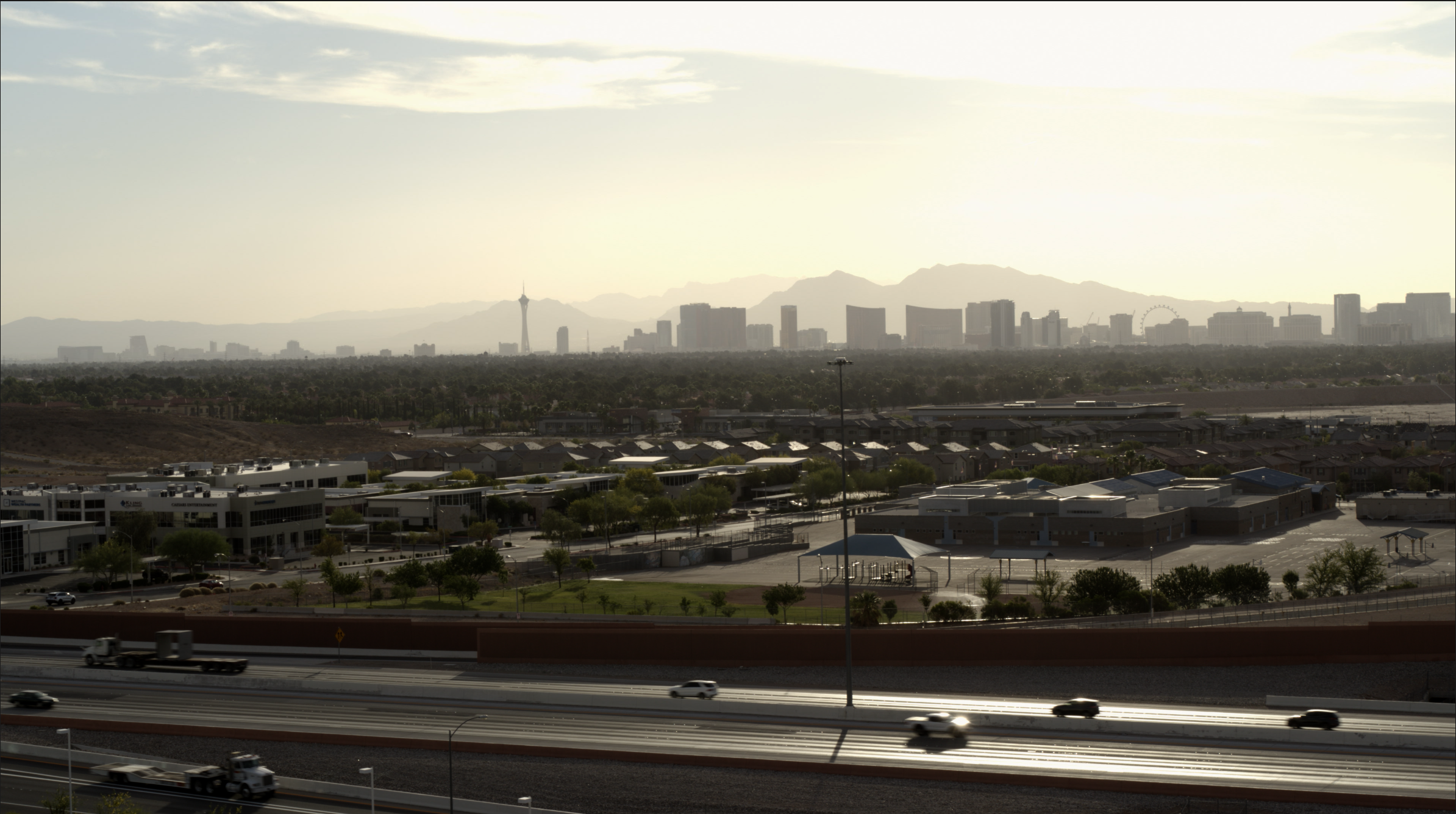 Las Vegas cityscape drone shot